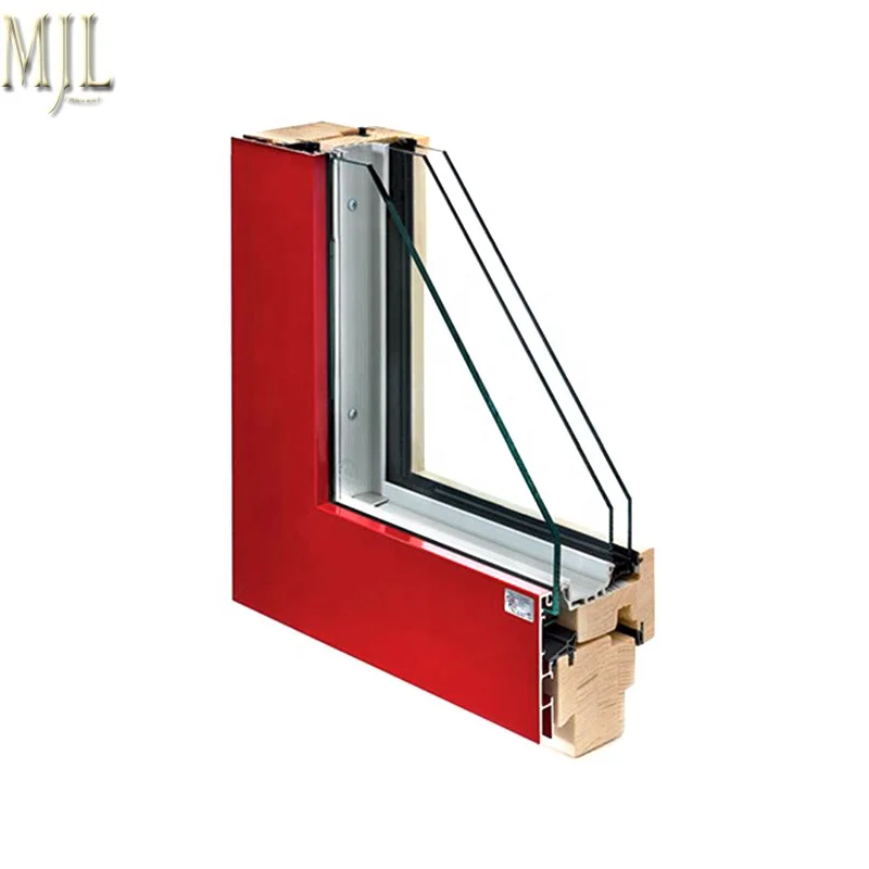 MJL Wood grain large glass windows sound proof aluminum alloy tilt and turn window price