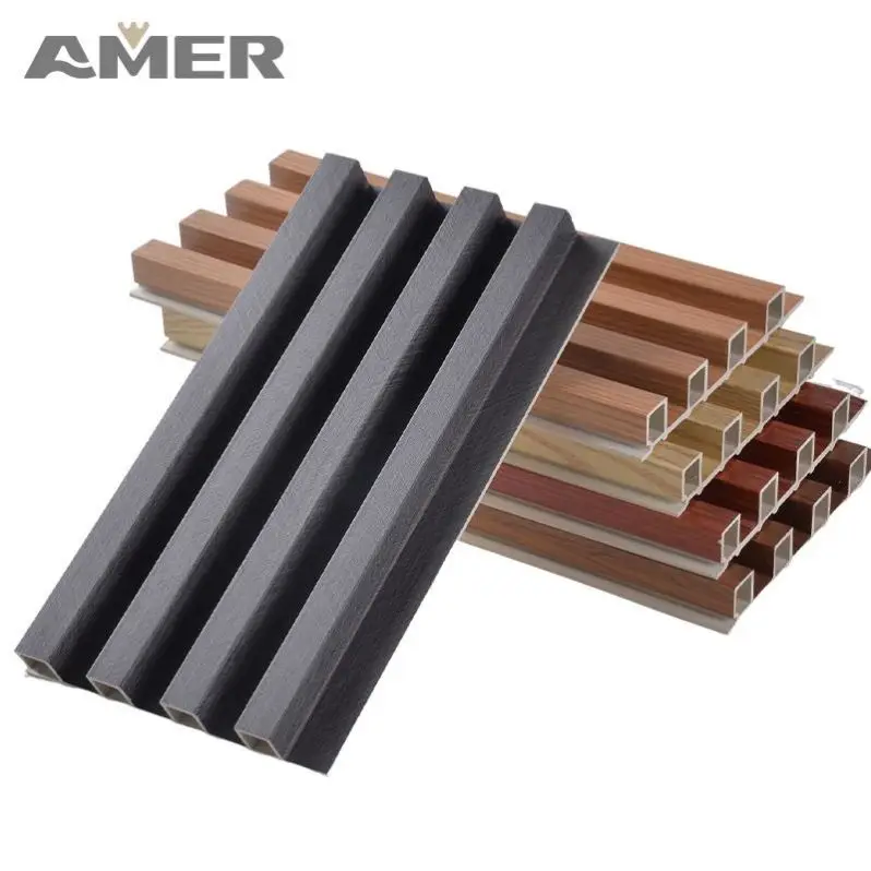 Amer Factory price Outdoor Partition Wpc Wall Board Cladding Fluted Decorative Exterior Wpc Wall Panel