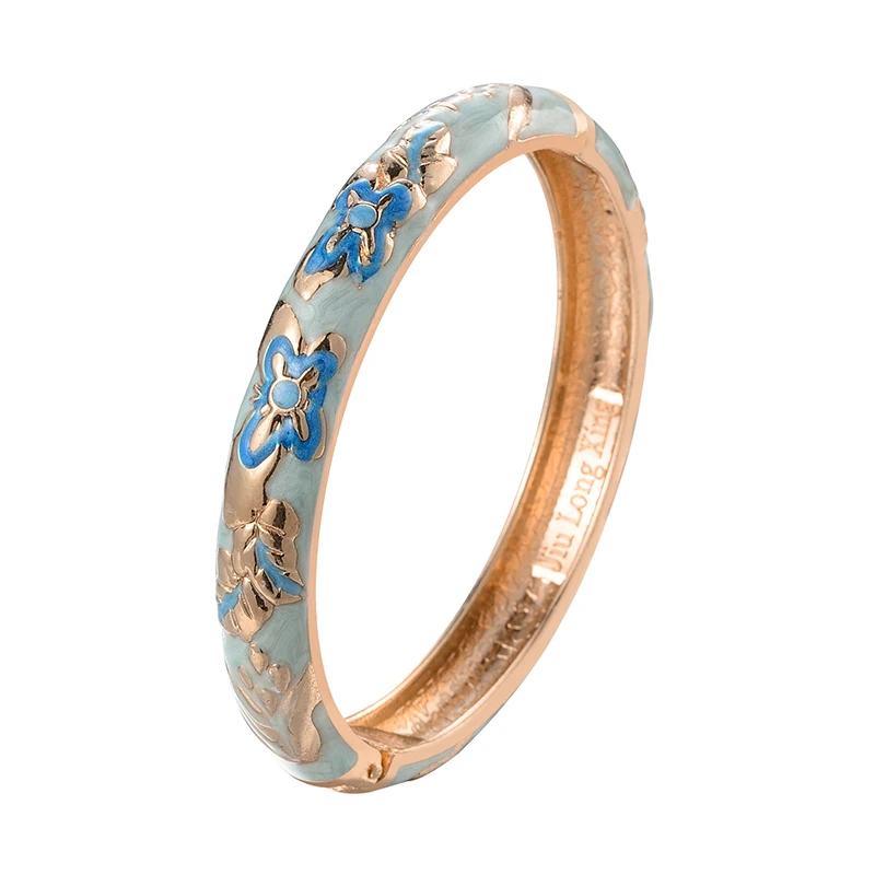 Daili Wholesale Blue Color Bracelet Colorful Enamel Animals Butterfly Cuff Bangle Cloisonne Bangle Fashion Women Bracelet