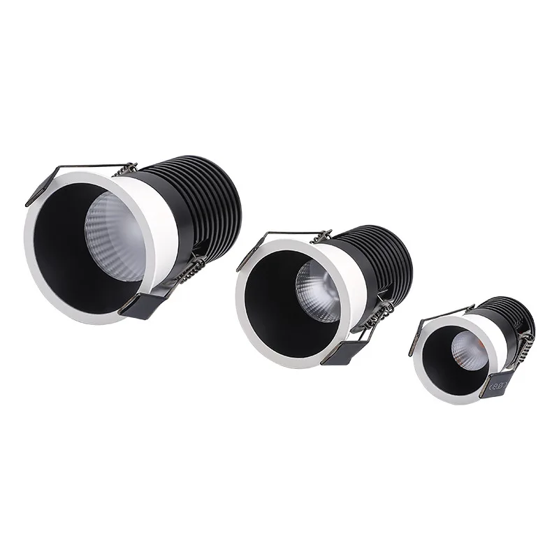 Narrow Edge COB Ceiling Spotlight Background Indoor Lighting 3W 5W 7W 10W Round Dimmable Recessed LED Downlight