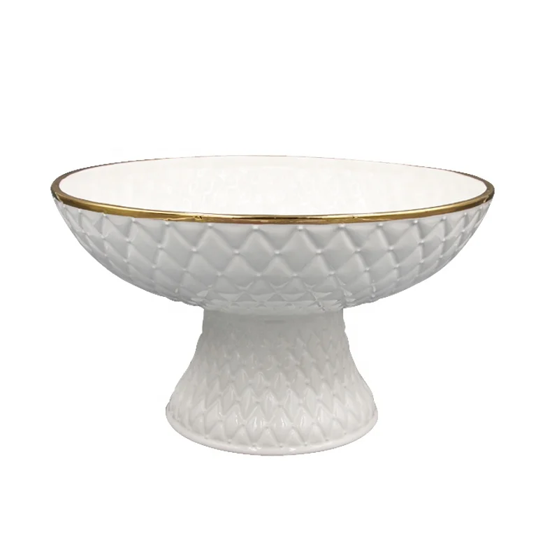 hot sale luxury new design ceramic fruit bowls with golden line