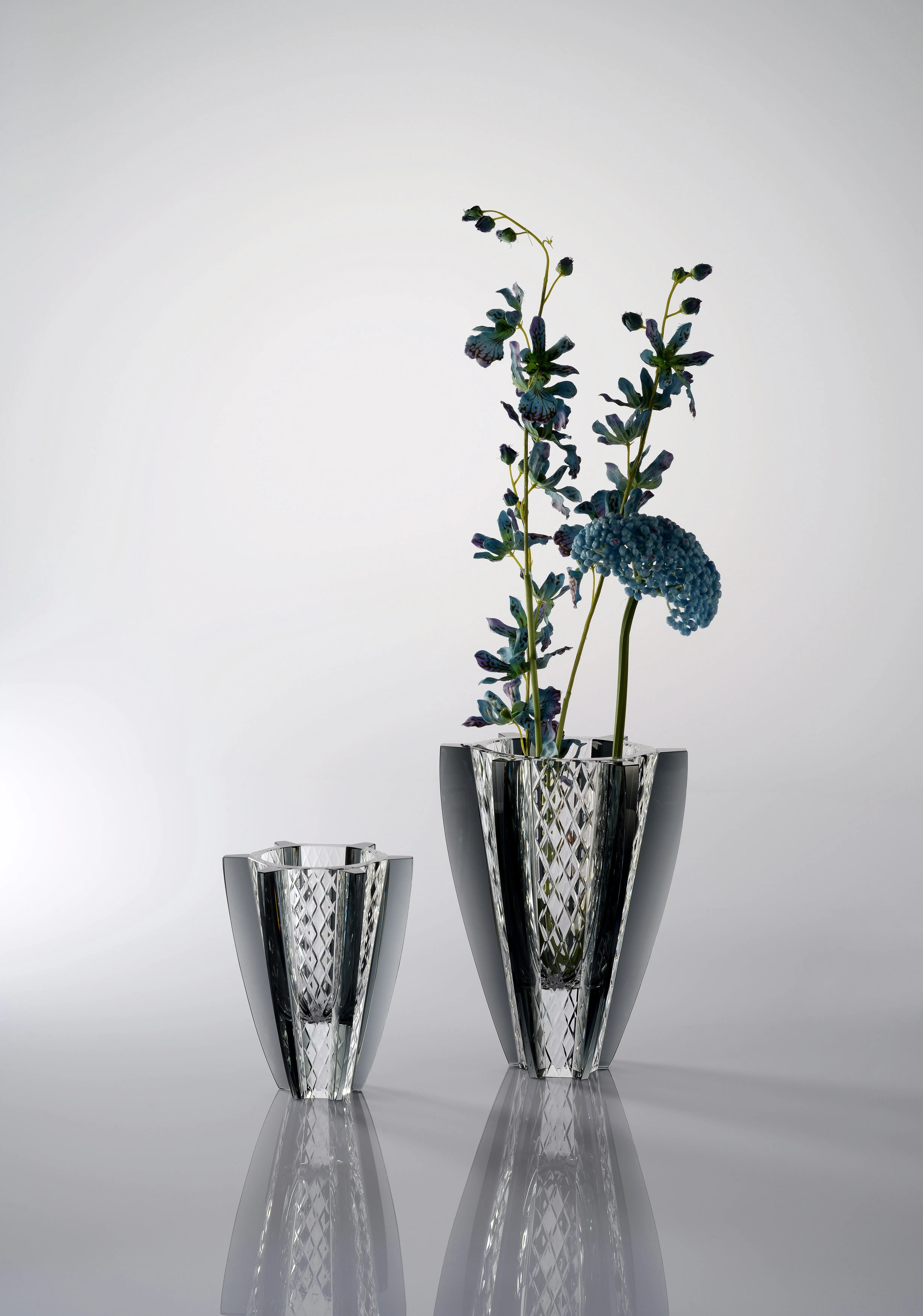 New design grey vases European Style Transparent bohemian crystal vase for home decor