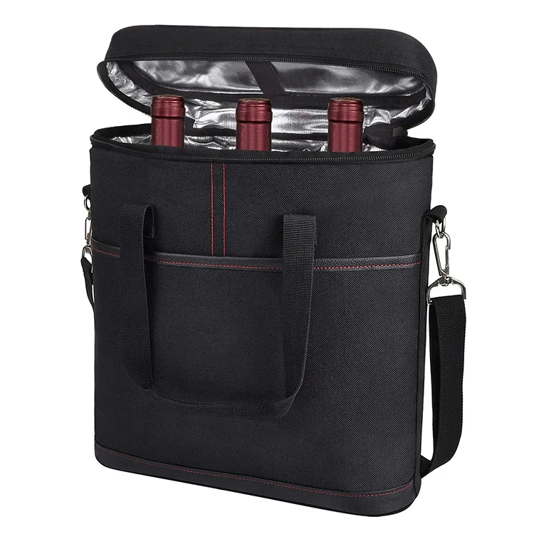 Изолированная винная переноска-Дорожная сумка-холодильник для вина с 3 бутылками