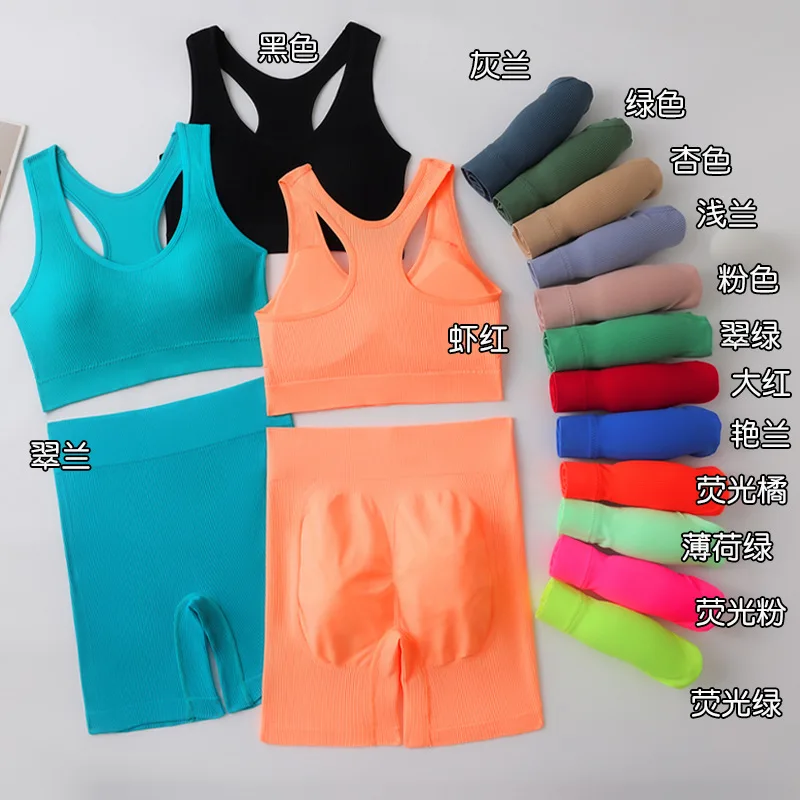 women activewear 2 piece yoga underwear girls no steel ring Sexy shorts Leggings Pants Workout yoga seamless sexy tank Top Set