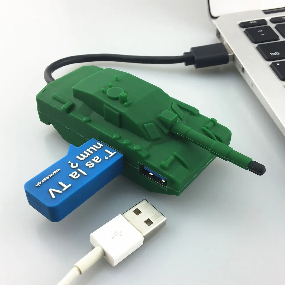 Tank Design 4 Ports USB 2.0 HUB Docking Station Data Transfer Expander for USB Drives, Card Readers