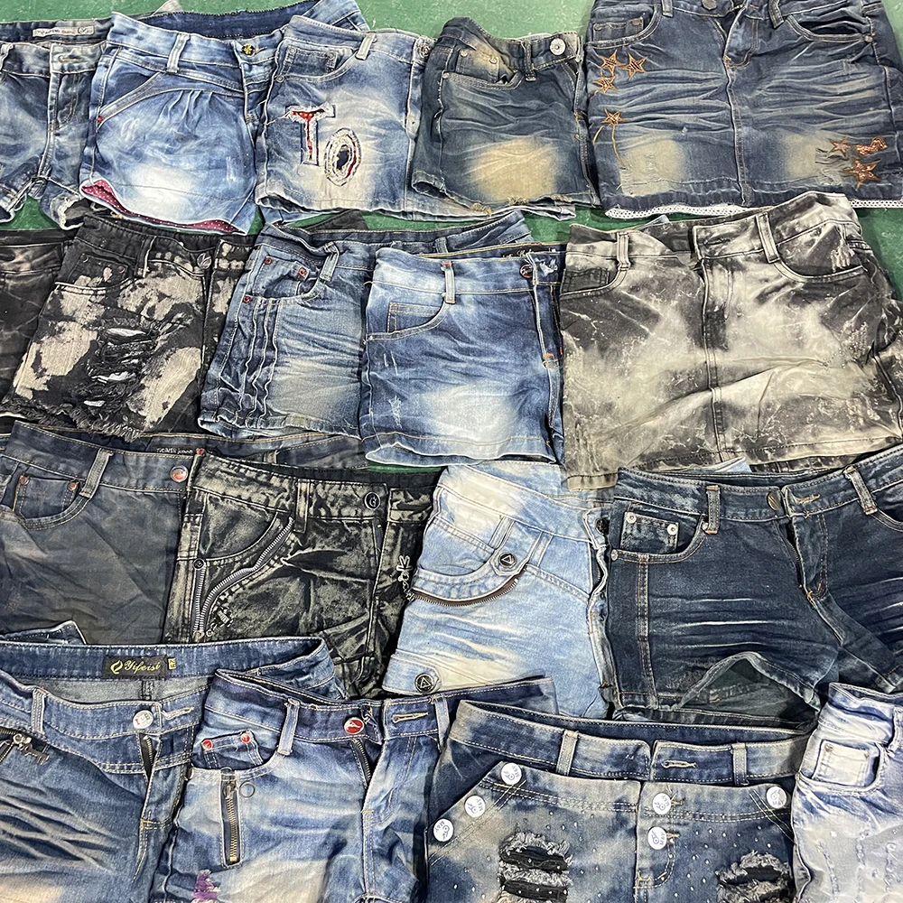 Denim Ladies Short Pants Vintage Pants Wholesale Used Clothes Second Hand Clothes Malaysia Thailand Hot Sale