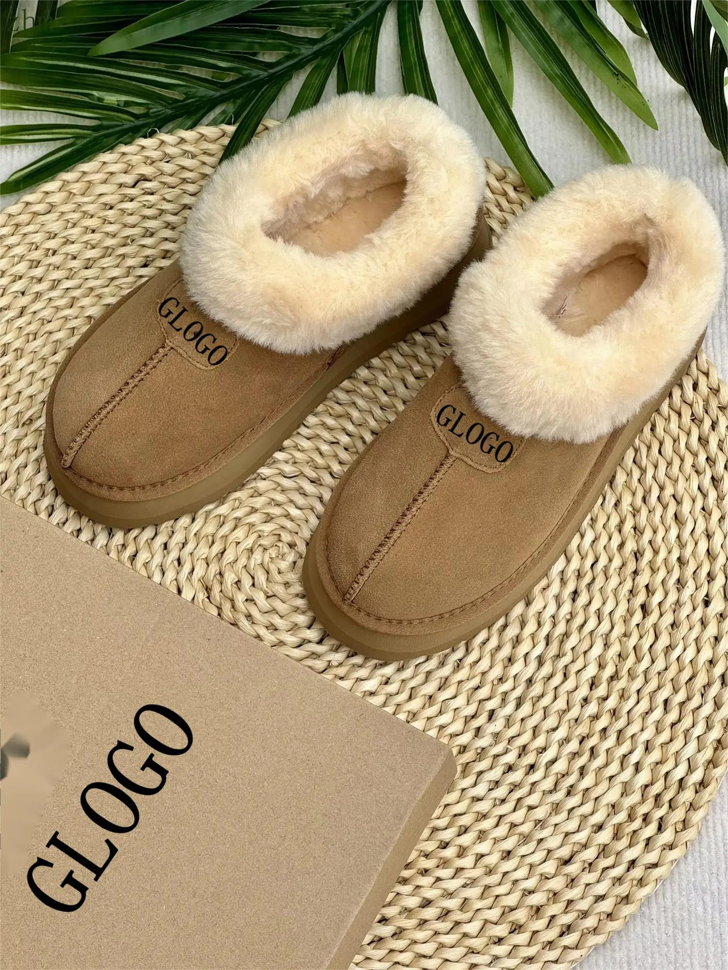 QY9281 2024 Classic Cuff Winter Fuzzy Faux Fur Platform Fluffy Snow Slippers Boots with Rubber Sole
