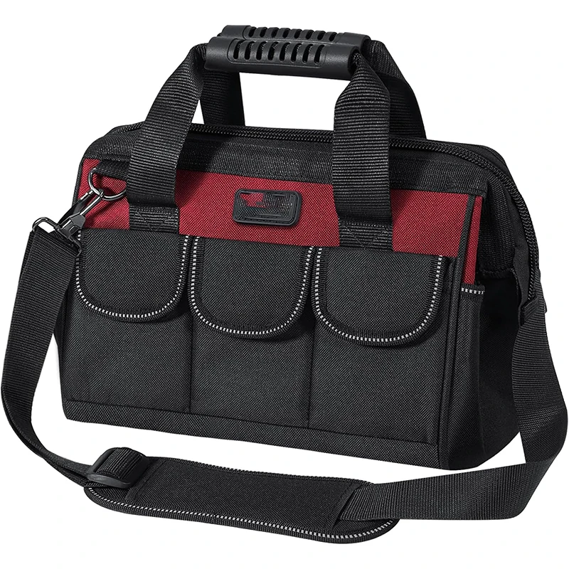 CLC 16-Inch Heavy-Duty electrician tool bag, Hard-Bottom tool bag, Large-Open technician tool bag