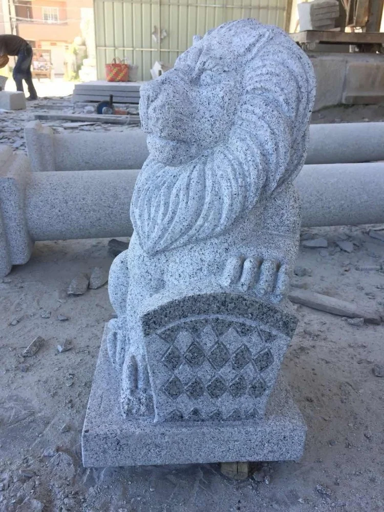 granite stone water spray lion animal head wall fountain