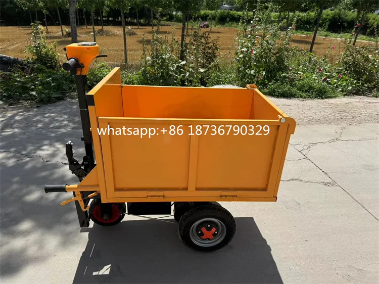 Small Electric Hand Push Tool Cart Ash Engineering Dump Trolley Cargo Mining Electric Dump Truck Transport Tricycle