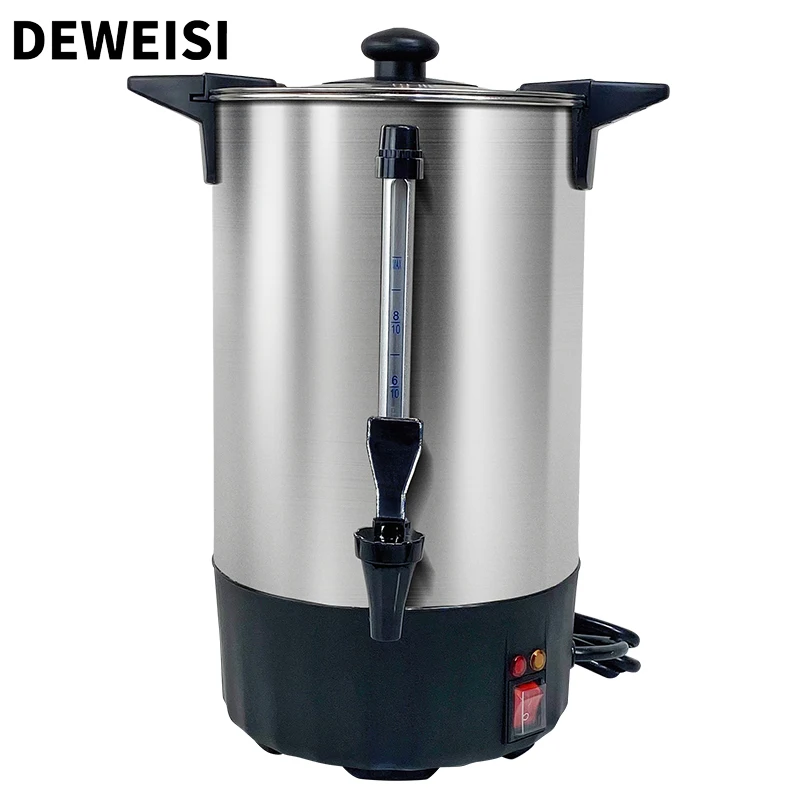 DEWEISI stainless steel percolate coffee maker coffee dispenser urn hot water boiler for big family home party office wedding