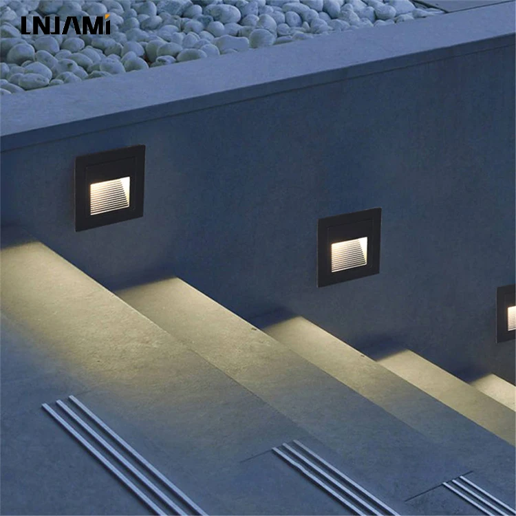 LNJAMI IP65 Waterproof Outdoor Wall Recessed Rectangular LED Step Stair Light For Indoor Outside Stair Case