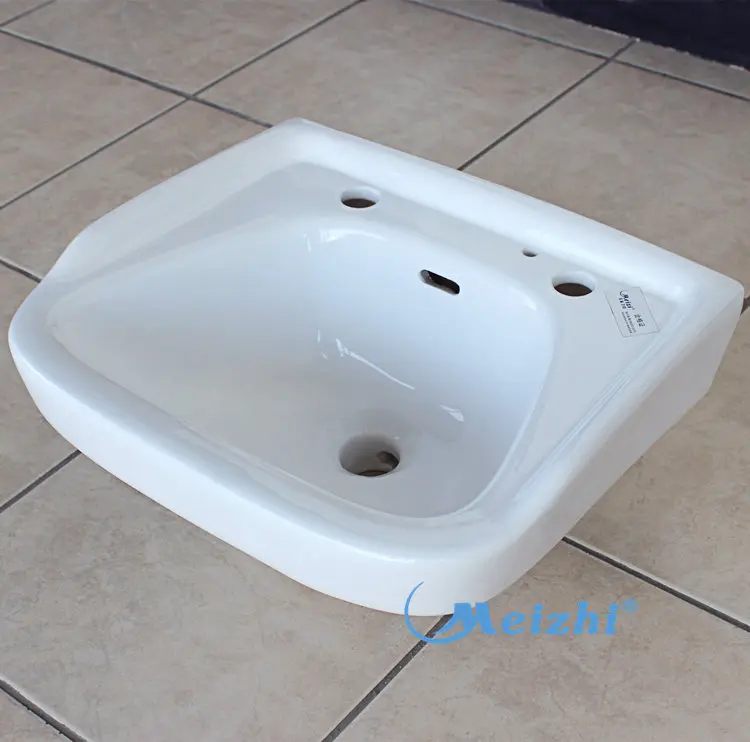 Twyford ceramic wall hung bathroom sinks with two faucet holes
