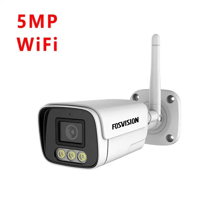 FOSVISION 5MP WiFi Bullet Camera Outdoor IP66 Waterproof Two Way Audio smart full color night vision SD Card Video Storage