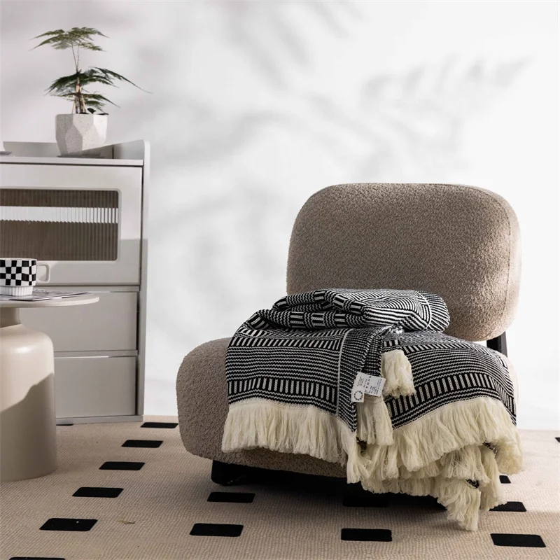 Hot selling soft and comfortable adult throw blank with tassels  with tassel sofa cover or for outdoor use bl