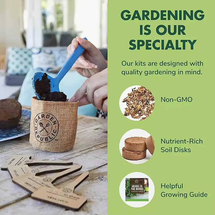 Smart indoor silicon micro natural dry rose herb garden growing starter kit USDA organic herb plant kit