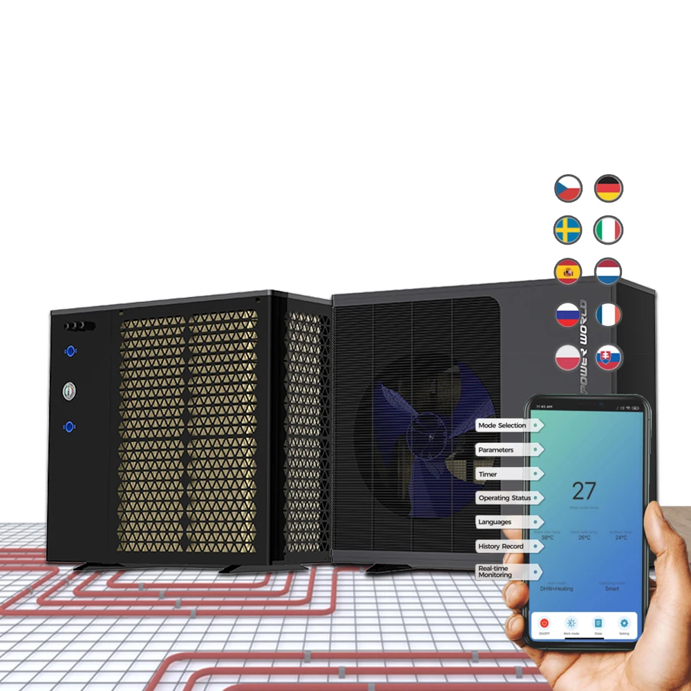 China Power World inverter air energy heat pump air water 290 heat and cold heat pump with hydro box