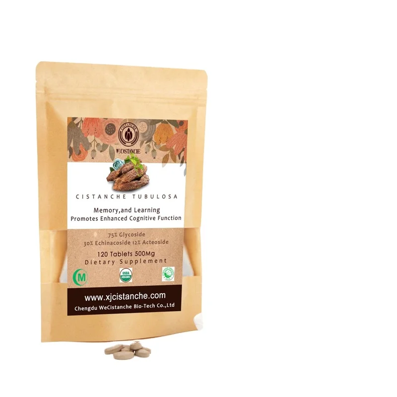 120 Capsules/Pack Kidney Supplement Men Booster Cistanche  Extract Tablets 30% Echinacoside 12% Acteoside Cistanche Extract