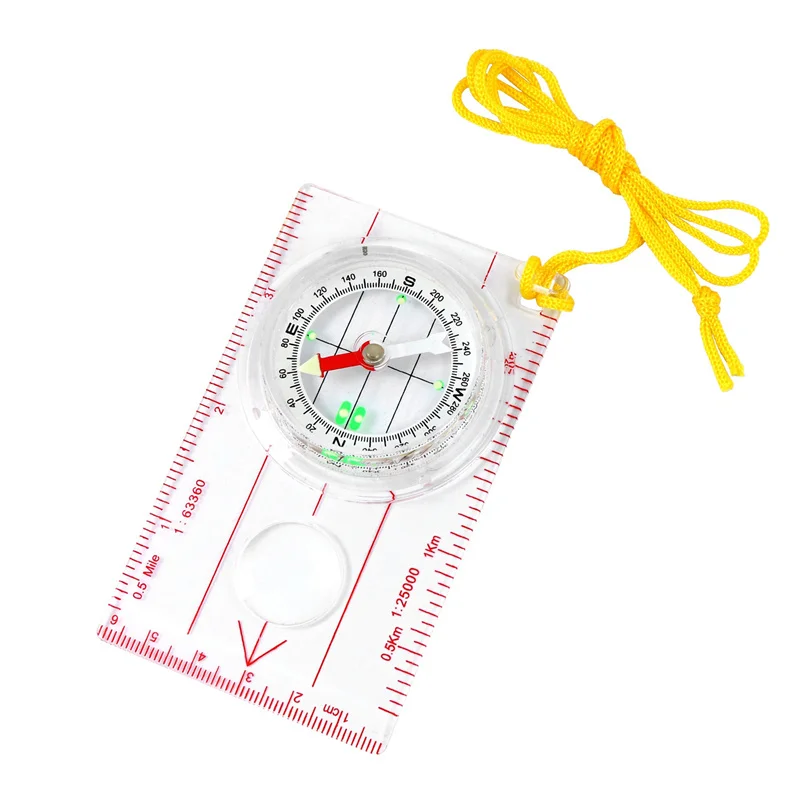 Custom New Products Camping Tools Multifunctional Map Ruler Compass Orienteering Hiking Guide Compass With Lanyard