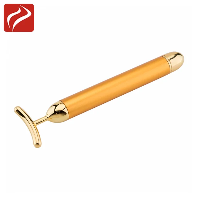 OEM Beauty Germanium Rolling T Shaped Energy Facial Massager 24k Gold Beauty Bar