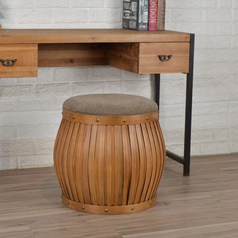 
Wooden batten woven stool Chinese style flannel wooden stool 