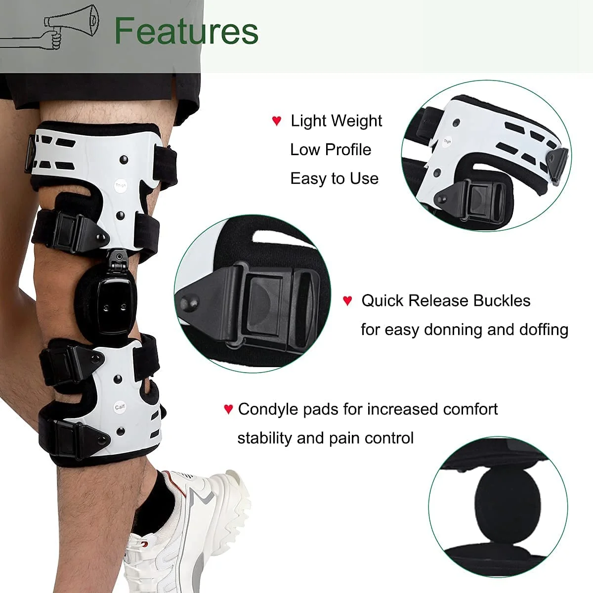 HKJD Rehabilitation Equipment Adjustable Post Op Unloader Hinged OA Knee Brace immobilizer Support Knee Brace Arthritis