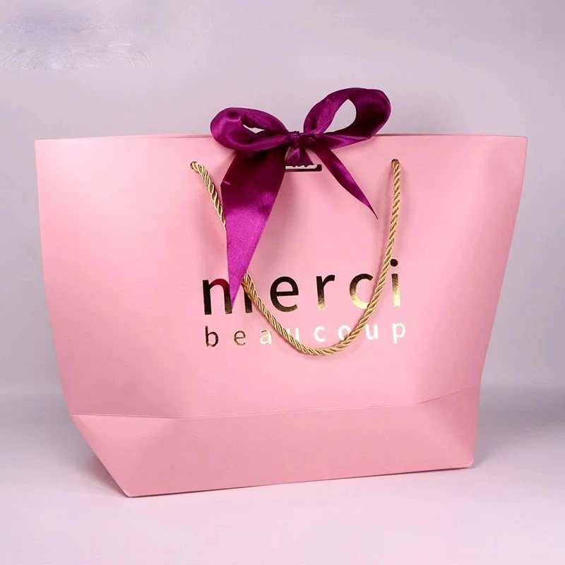 Custom Luxury Cardboard Gift Paper Bag with Logo Personalized Design Wedding Bag for Shopping and Jewelry