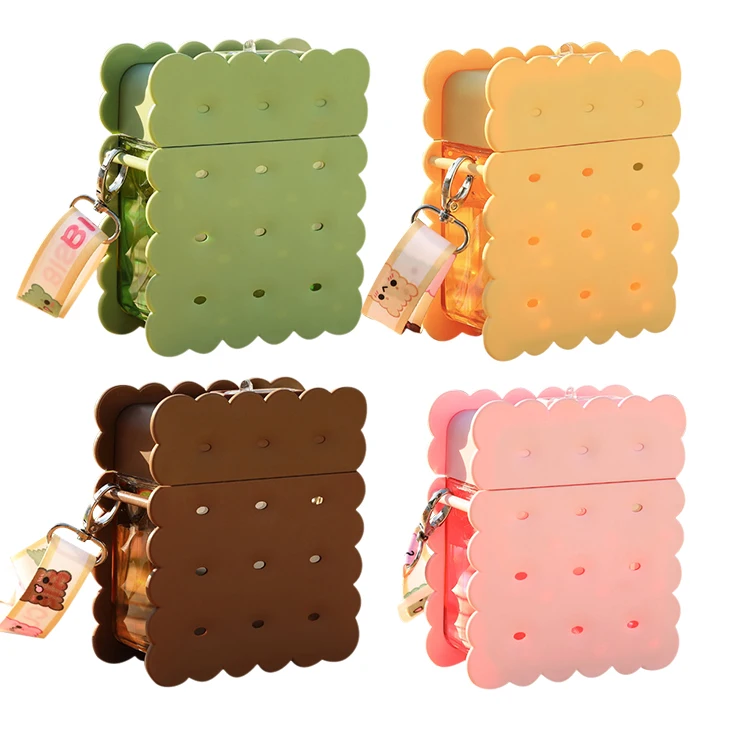 Cute Outdoor Juice Drink Straw Cup Biscuit Shape Water Bottles Food Grade Plastic with Rope for Kid Children Gift Box Camp
