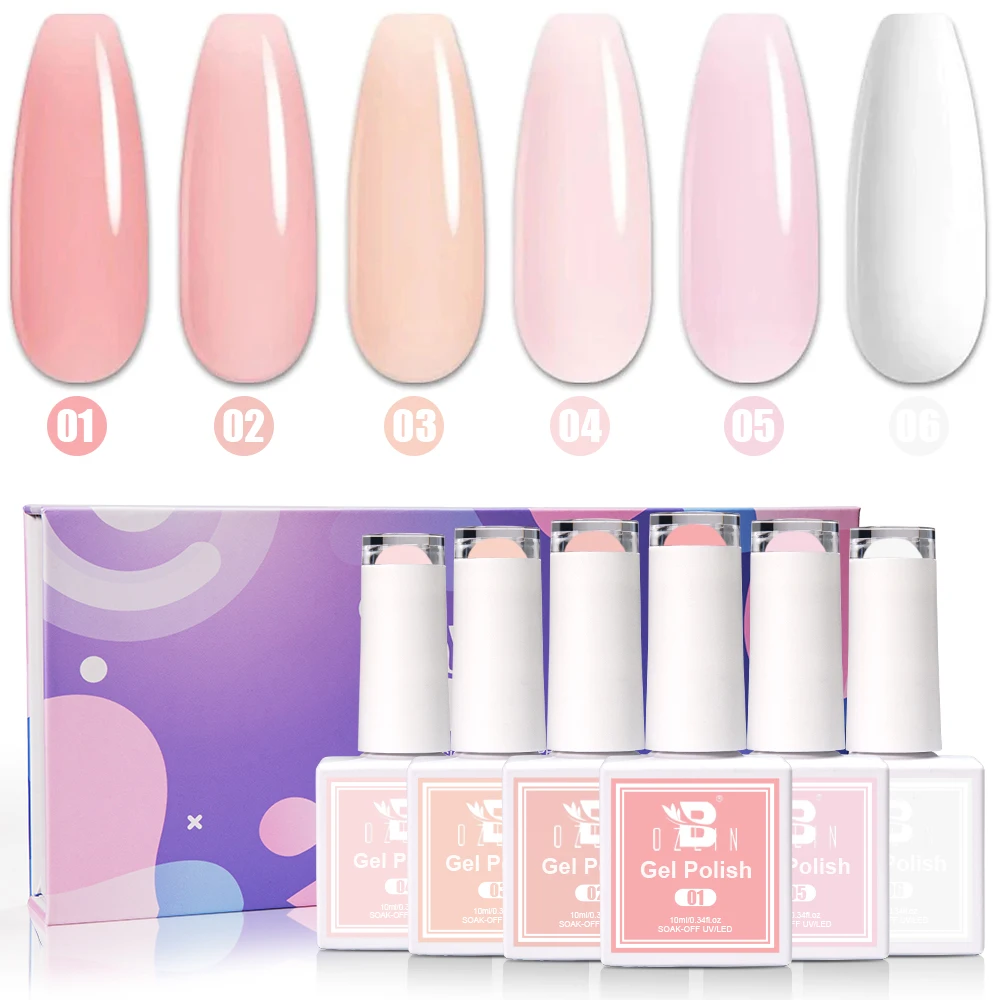 BOZLIN 6pcs Mini Gel Polish Kit 36 Colors Jelly Nude Soak Off Nail Polish OEM UV LED Gel Nail Polish Manufacturer