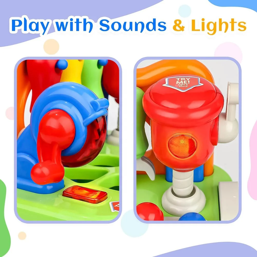 Kids pretend play workshop construction workbench toy shape sorter mini tool kit baby tool bench play set with sounds and lights