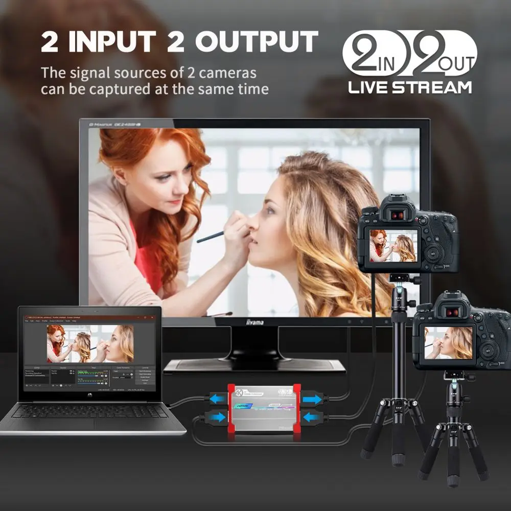 Accept OEM 4K USB3.0 Capture Card with RGB Light 2 Input Capture Card