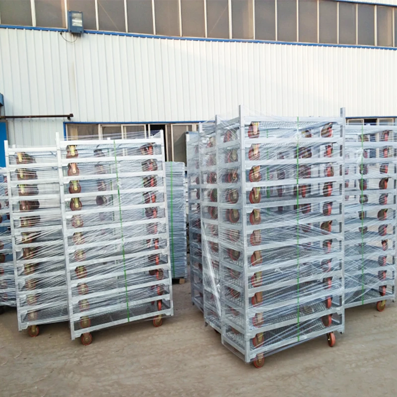 Heavy duty 4 shelves danish trolley pallet rack flower transportation nursery trolley cart