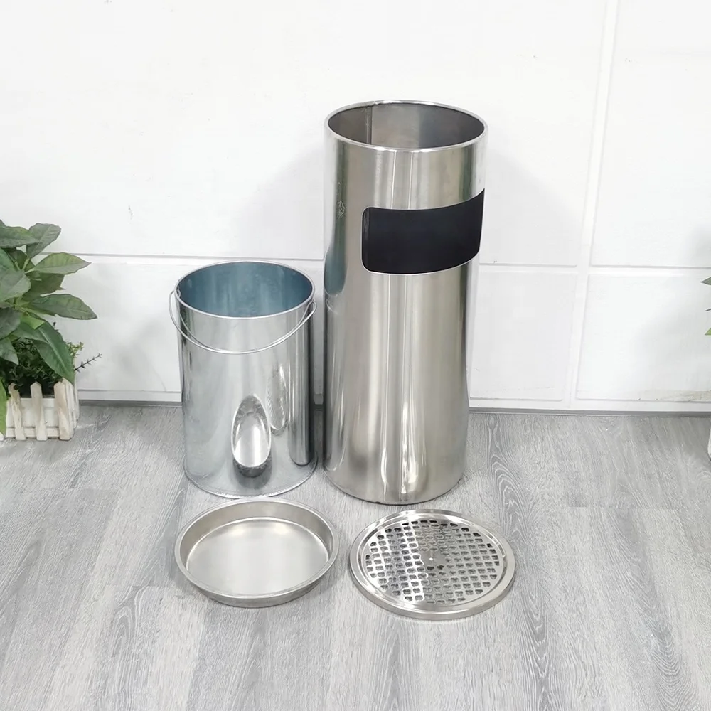 Hotel Ashtray Standing Metal Public Waste Metal Garbage Container Ashtray Dustbin Indoor Recycle Bins