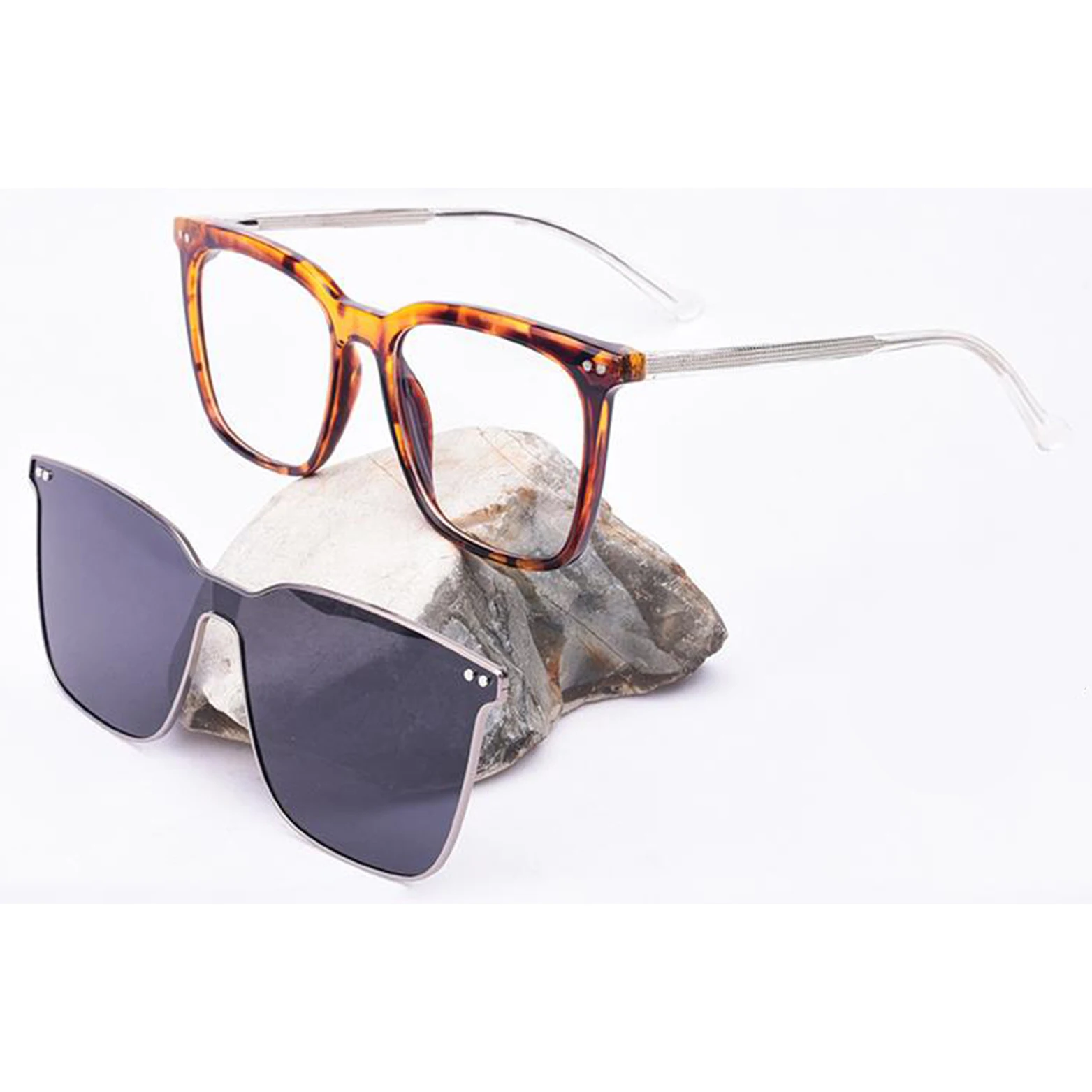 Vintage Acetate one clip on sunglasses custom logo Acetate sunglasses ready to ship