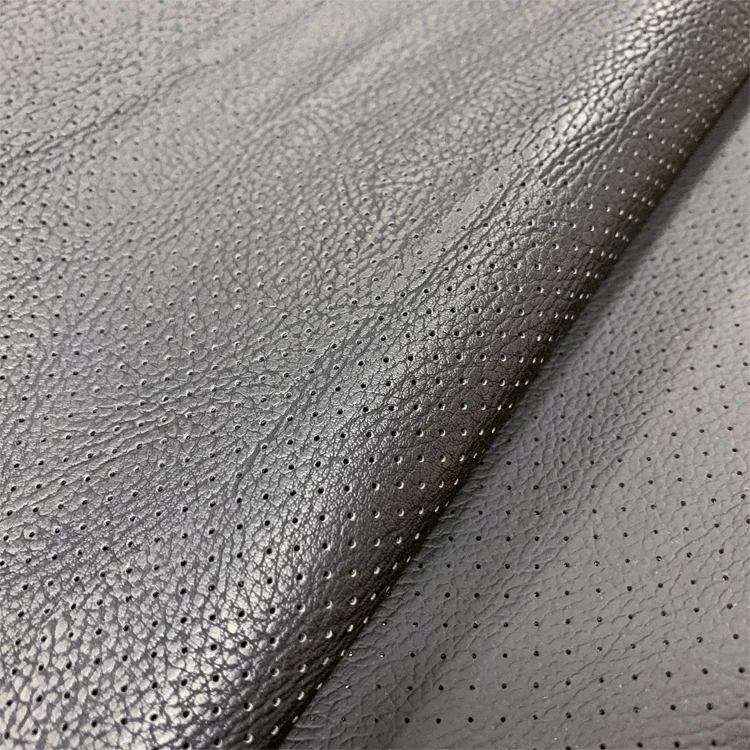Design recycled PVC punching leather quilted fabric upholstery synthetic fashion embossed with holes for car seat cover