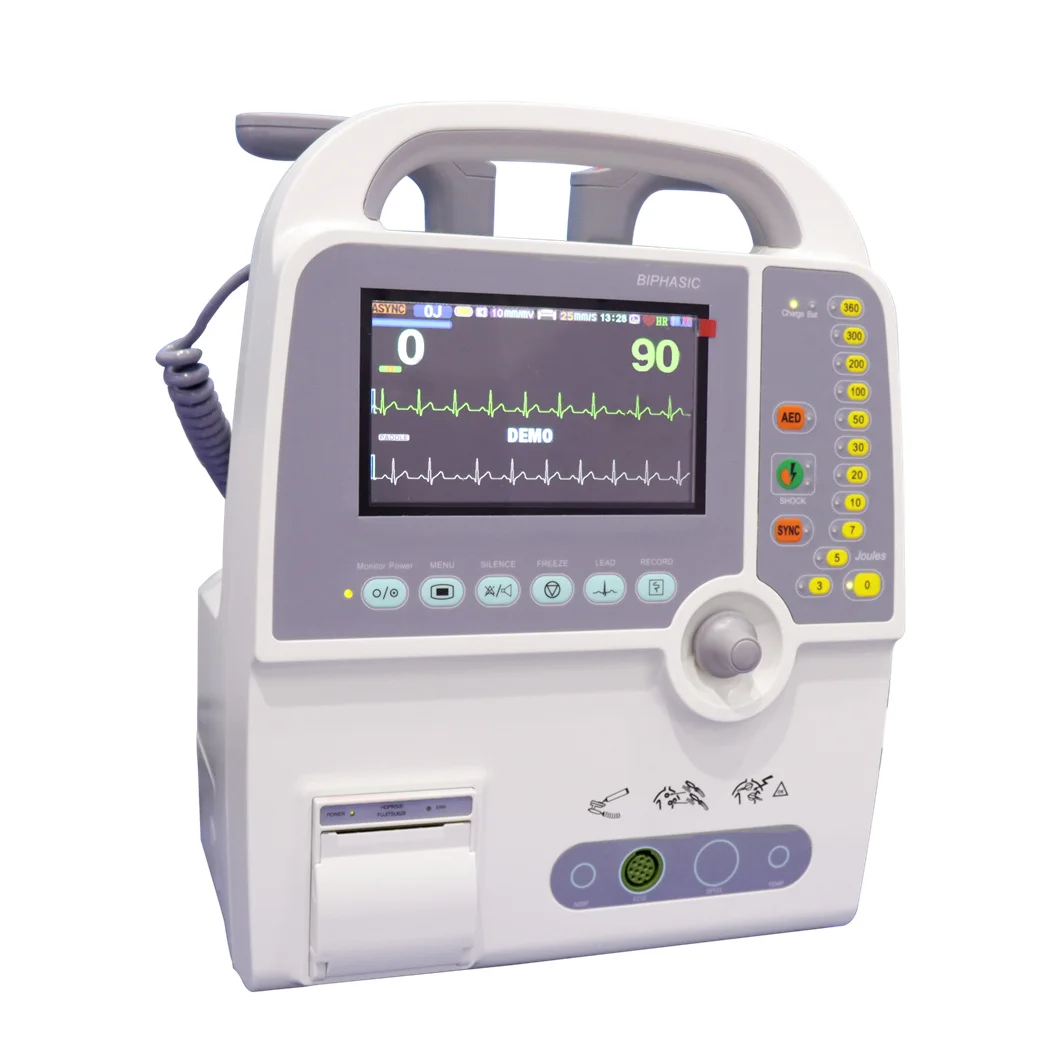 HC-8000D Portable Biphasic Emergency Cardiac External Defibrillator Monitor With Li-ion Battery