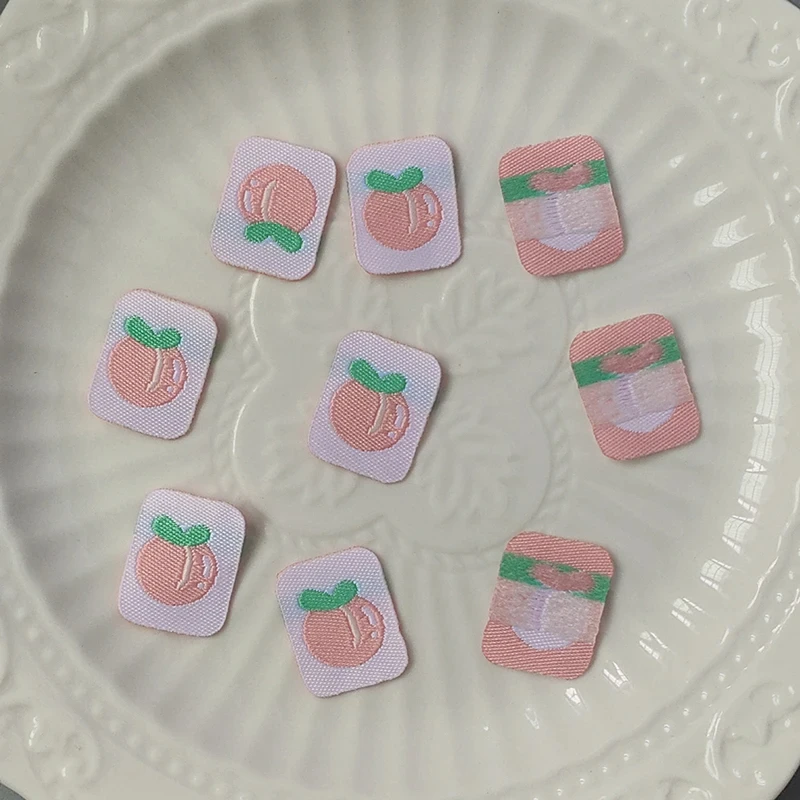 Mixed Cartoon Fruit Strawberry/Peach/Cherry Embroidery Labels DIY Kids Clothes Bags Washable Care Tags Sewing Accessories