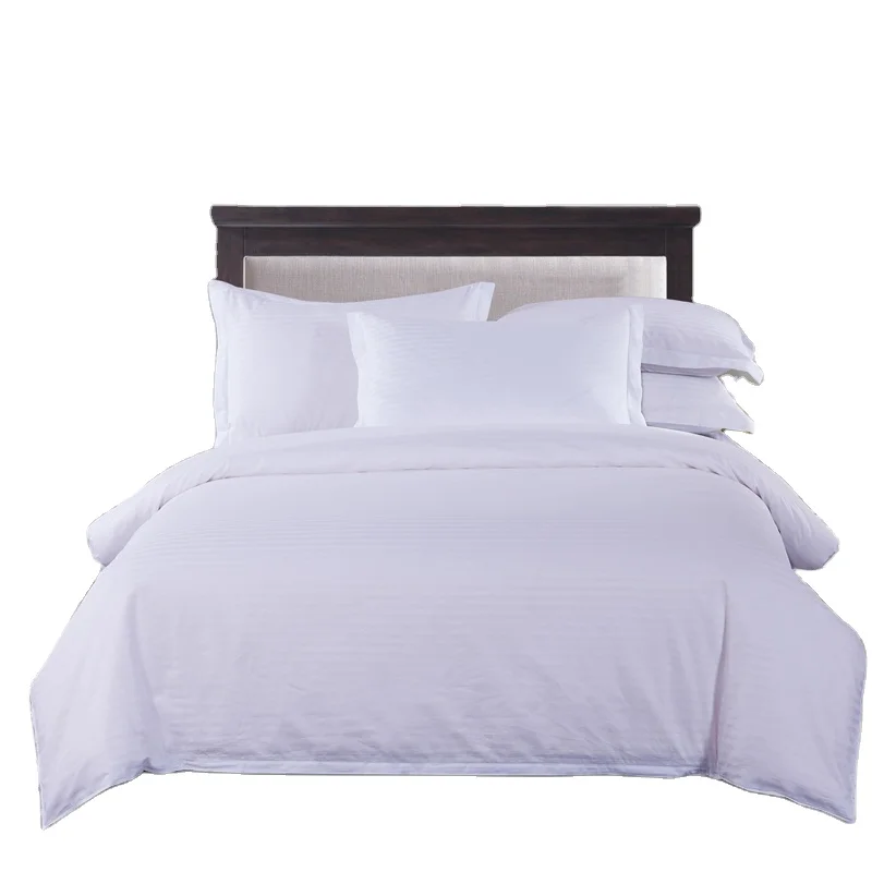 Technics Single King Size 800tc Used 100% Polyester White Stripe Bedding Set Px 100 Cotton 5 Star Shoaling Hotel Bed Sheets
