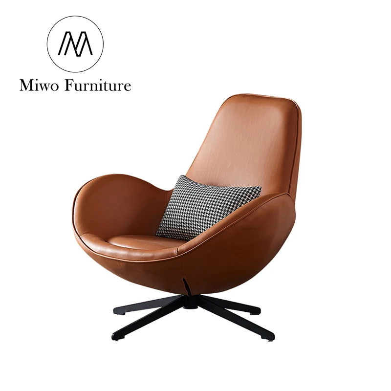 Luxury Modern Living Room Egg Shape Leather Leisure  Single Sofa Lounge Arm Chair