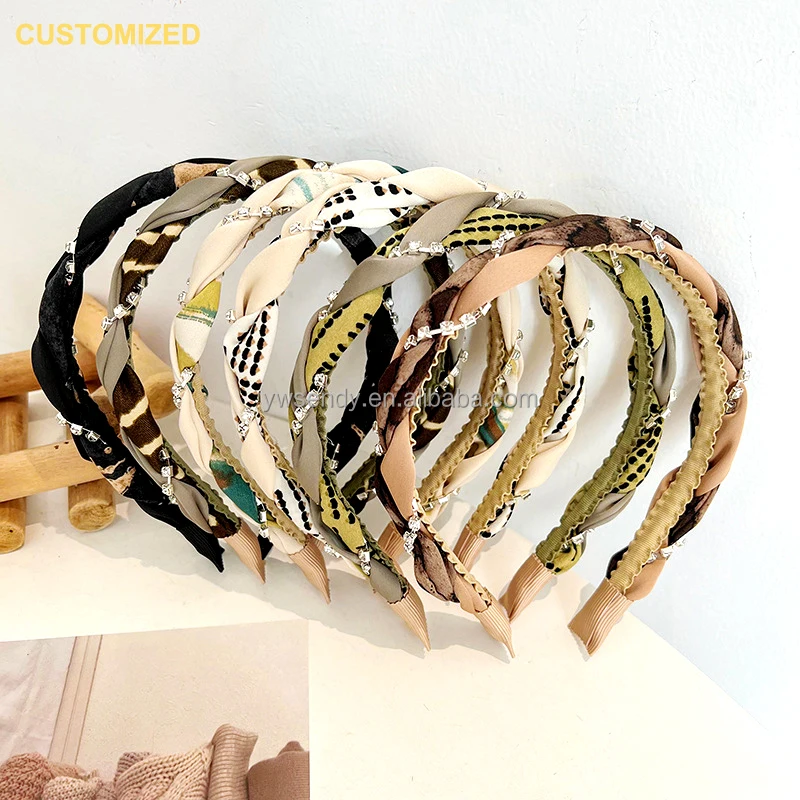 Custom Fashion Style Rhinestone Winding Twists Hair Hoops Headband And Accessories For Woman Lady Headbands