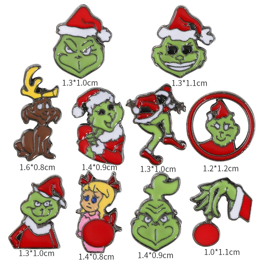 New 3D Winter Christmas Grinch Manicure Ornaments Gems Accessories Green Fur Max Elk Frett Alloy Nail Art Decoration Charms