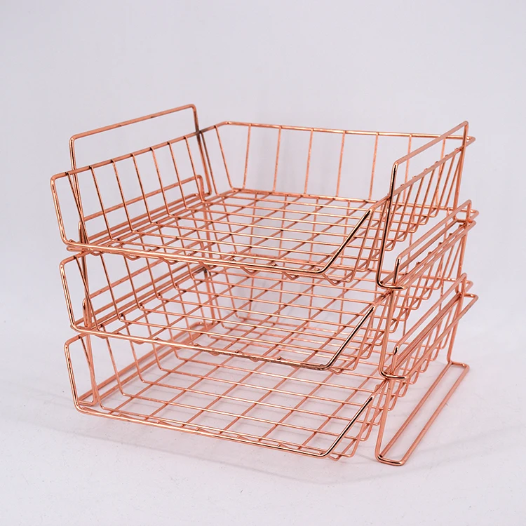 Органайзер из розового золота для стола, подставка для файлов для школы и офиса