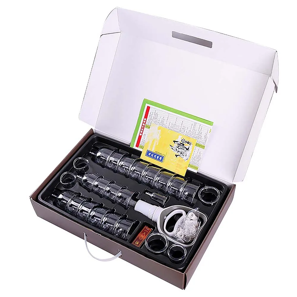 Chinese medicine electric vacuum cupping therapy massager  pull out a vacuum apparatus device pump Suction hijama Cups Set 24pc