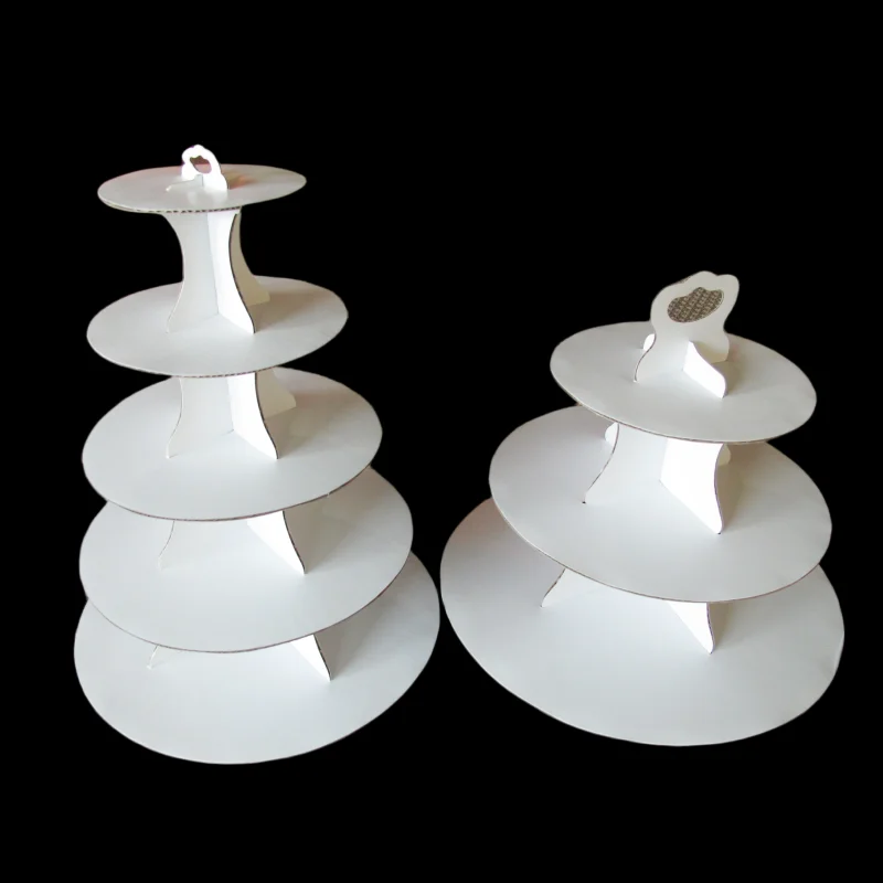 New Factory Custom 3/5 Tier Cupcake Paper Birthday Cake Cardboard Display Food Cookie Paper Holder Dessert Tray
