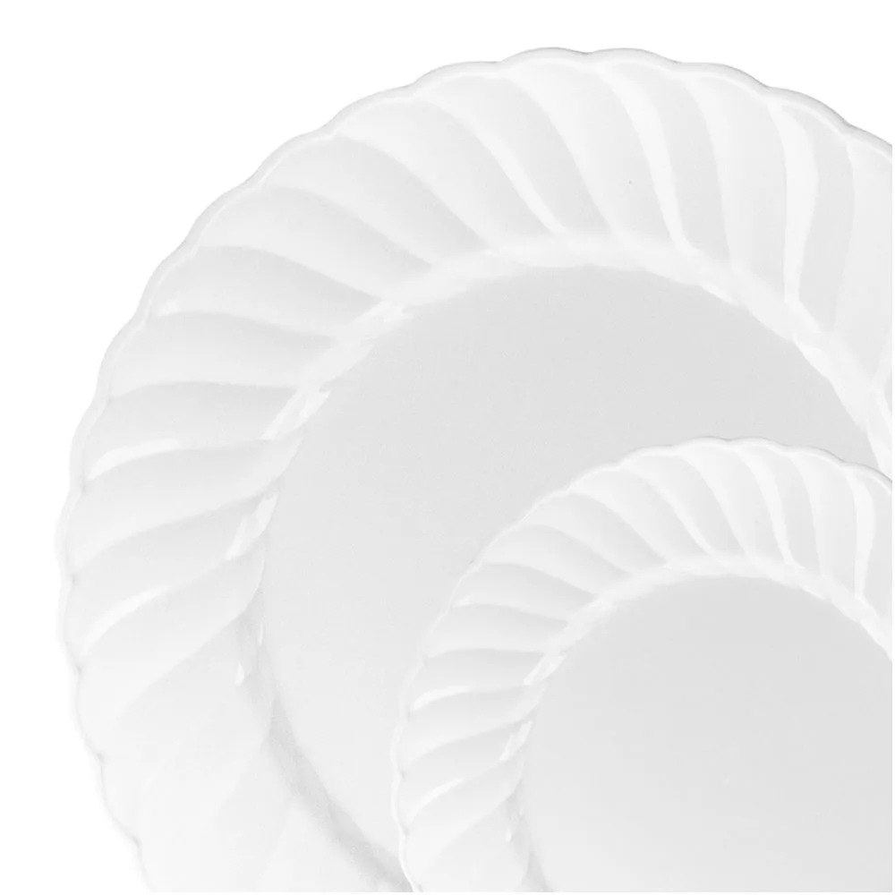 6 inch restaurant disposable round white plastic plates scalloped