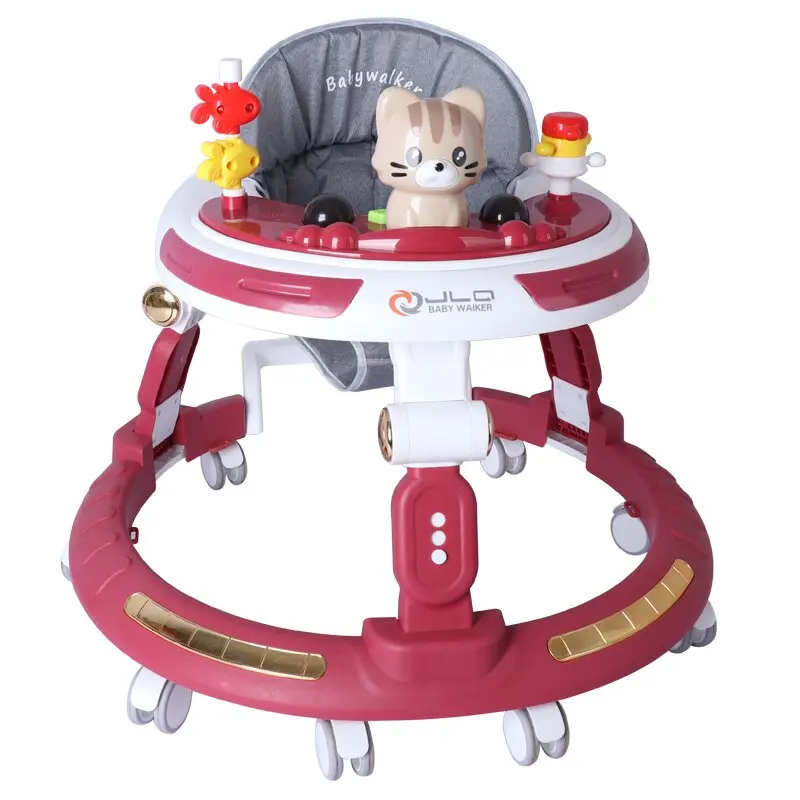 Adjustable height baby walker baby wheel walker doll wicker stroller buggy carriage with dinner music plate