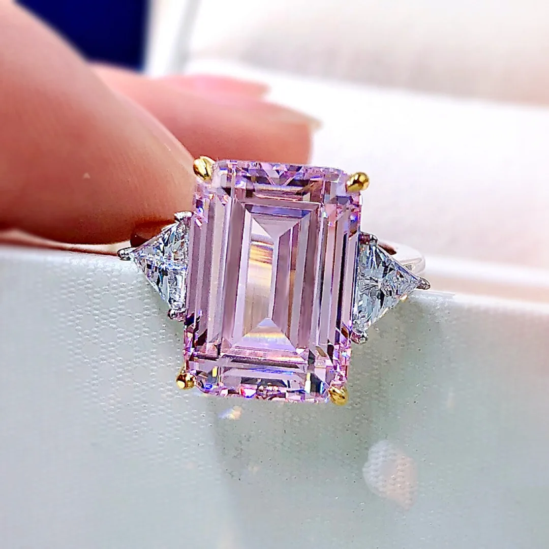 Diamond Wedding Rings 925 Sterling Silver Square Sapphire Sparking High Carbon Diamond Rings Women