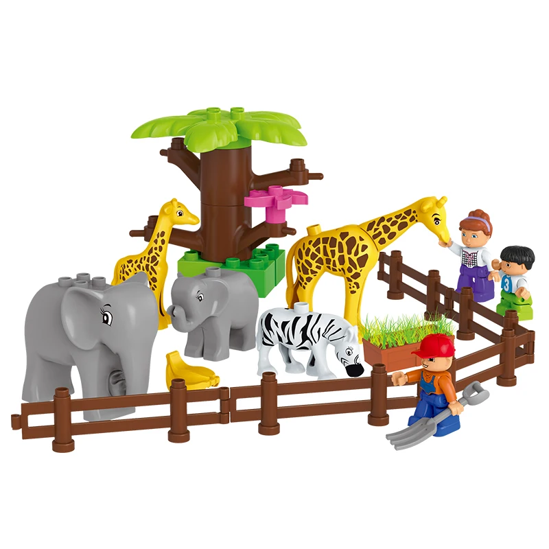 Huimei Building Block Toys Big Size Educational Construction Set Compatible with Leading Brands Big City Zoo Set HM071