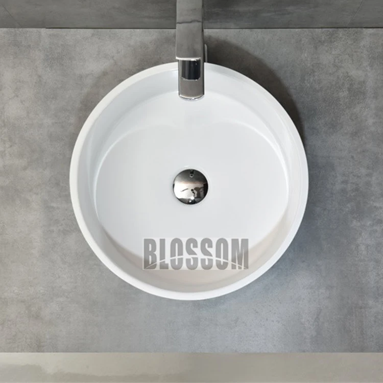 Умывальник Sundowner с твердой поверхностью из смолы одним отверстием Настольная раковина для туалетной комнаты неглубокая китайская ванной