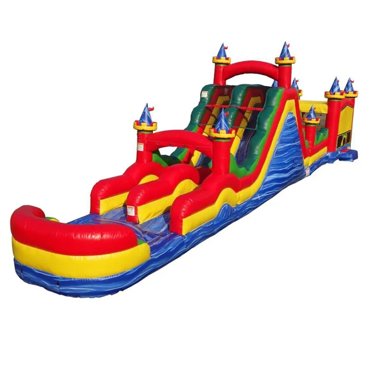
Factory price Hot sale 75 ft Circus obstacle with Dual lane roller coaster slide obstacle course for kids 